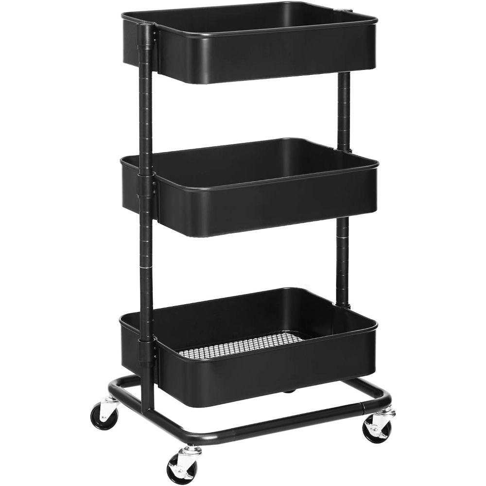 Carro Auxiliar Organizador Negro Ajustable 3 Niveles Oaxen-0