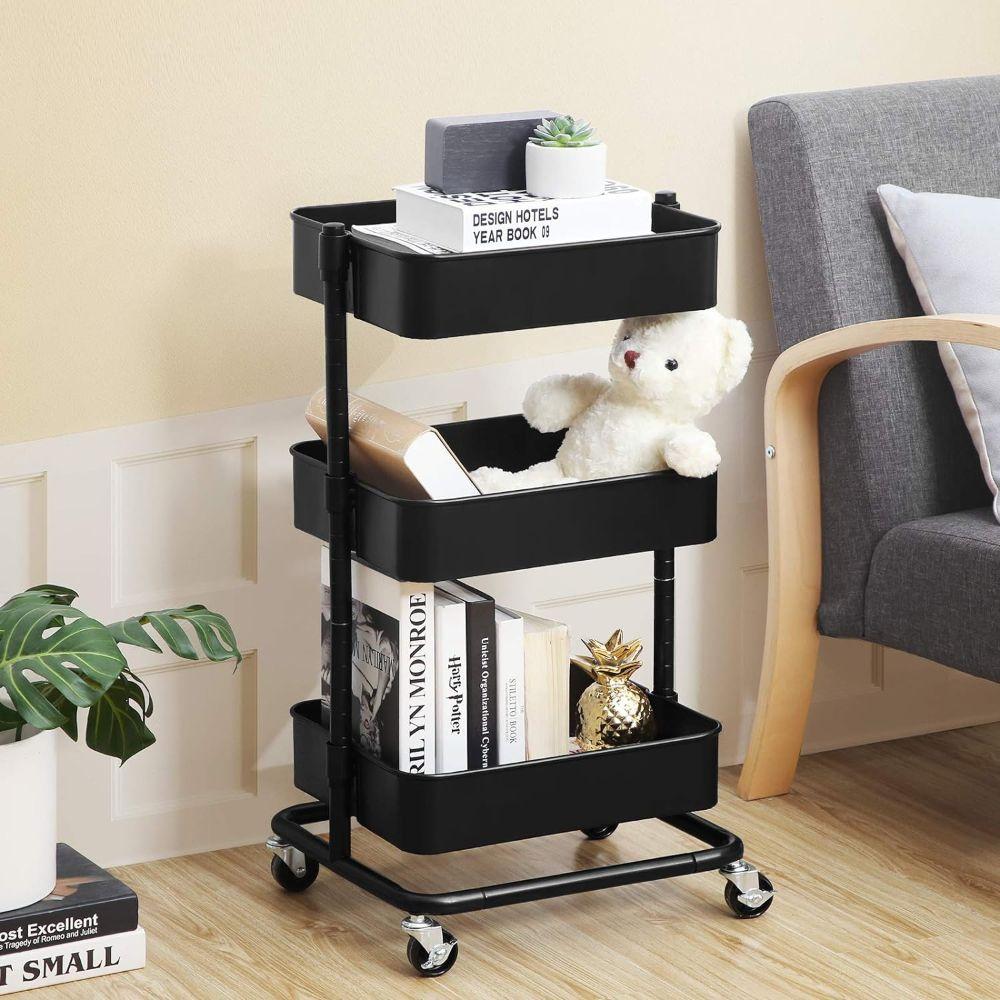 Carro Auxiliar Organizador Negro Ajustable 3 Niveles Oaxen-1