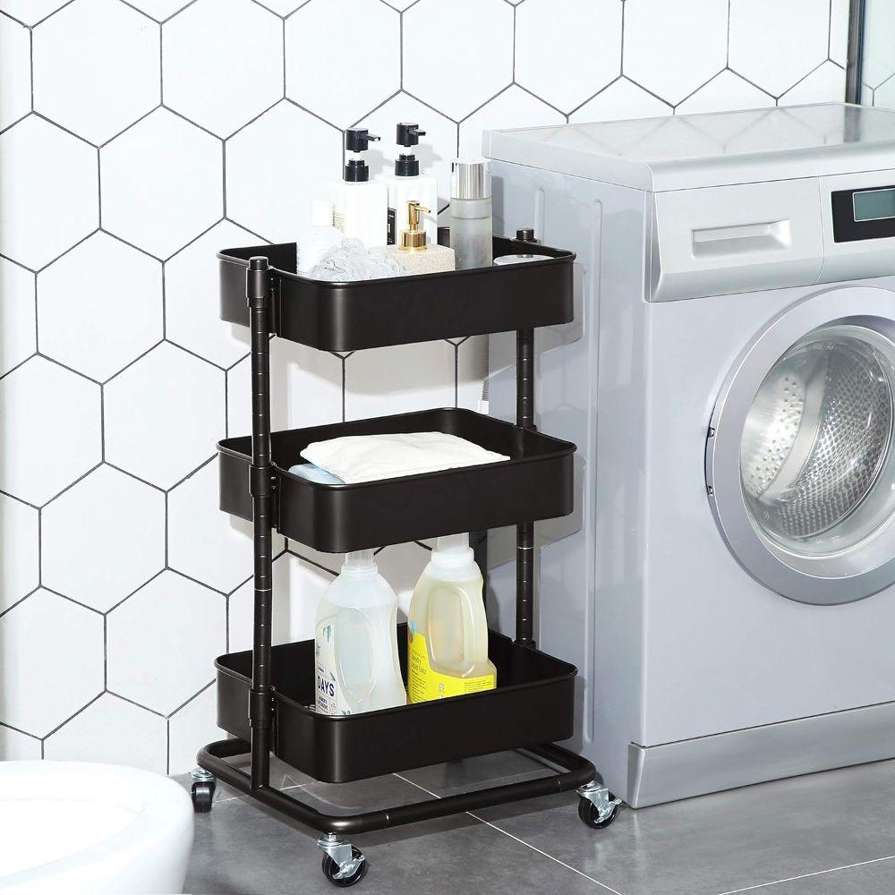 Carro Auxiliar Organizador Negro Ajustable 3 Niveles Oaxen-3