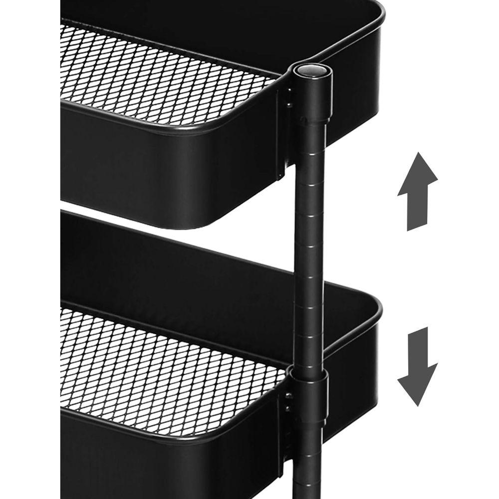 Carro Auxiliar Organizador Negro Ajustable 3 Niveles Oaxen-7