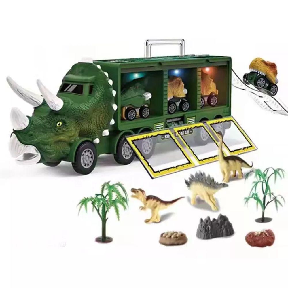 Camion Transportador Autitos de Dinosaurios Luces y Sonidos-0
