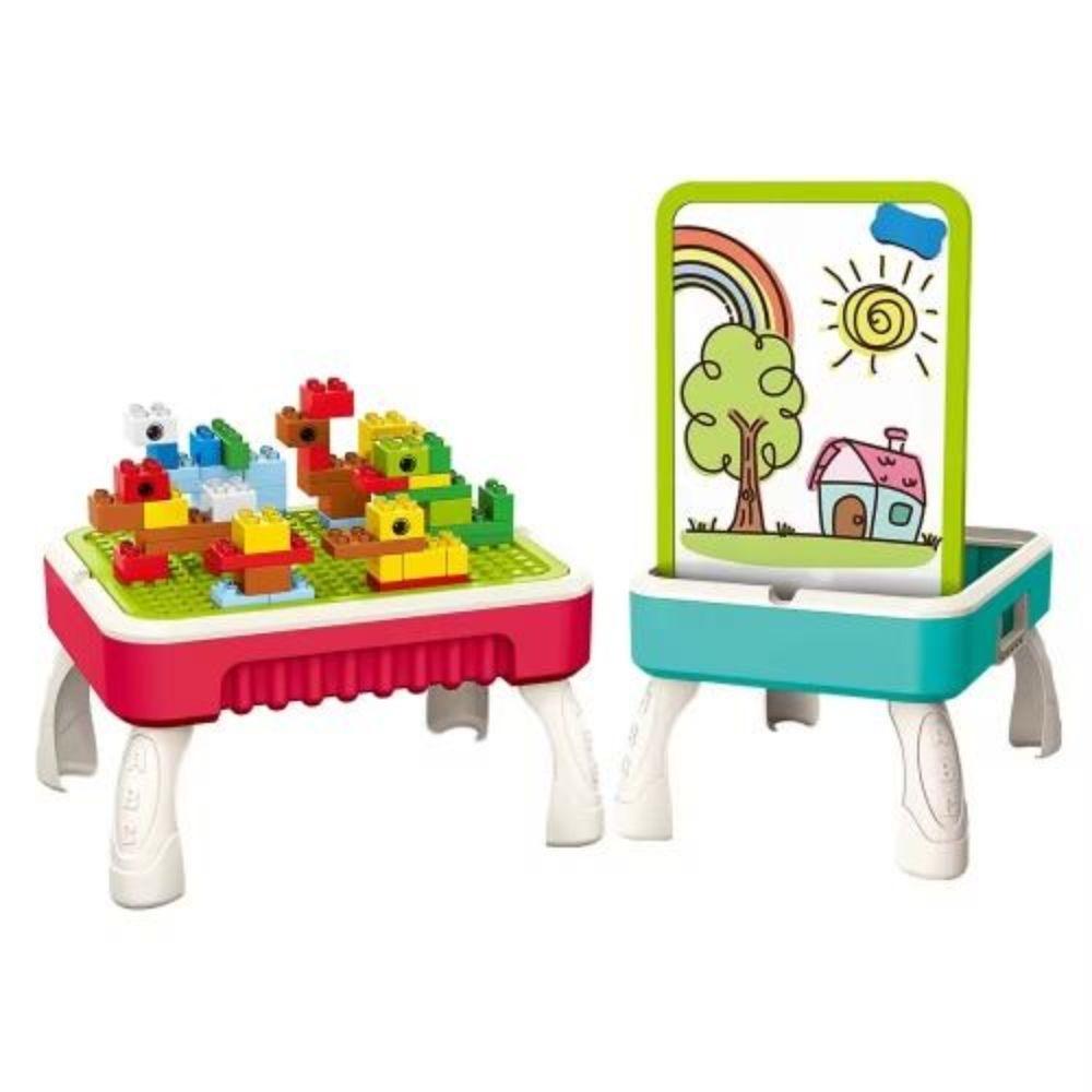 Mesa Aprendizaje 2 en 1 Bloques Construcción y Pizarra 58pcs-1