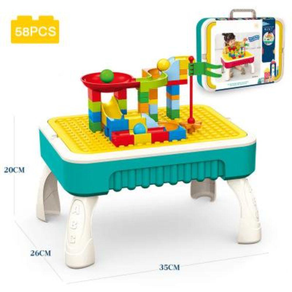 Mesa Aprendizaje 2 en 1 Bloques Construcción y Pizarra 58pcs-2