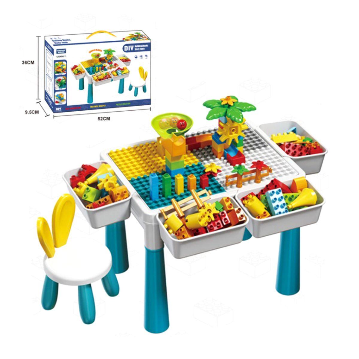 Mesa de Juegos Didáctica Construcción Bloques y Silla 60 Pcs-5