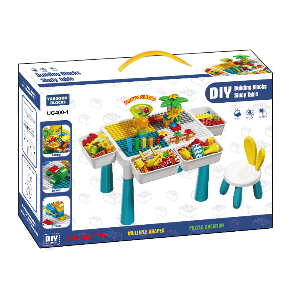 Mesa de Juegos Didáctica Construcción Bloques y Silla 60 Pcs-6