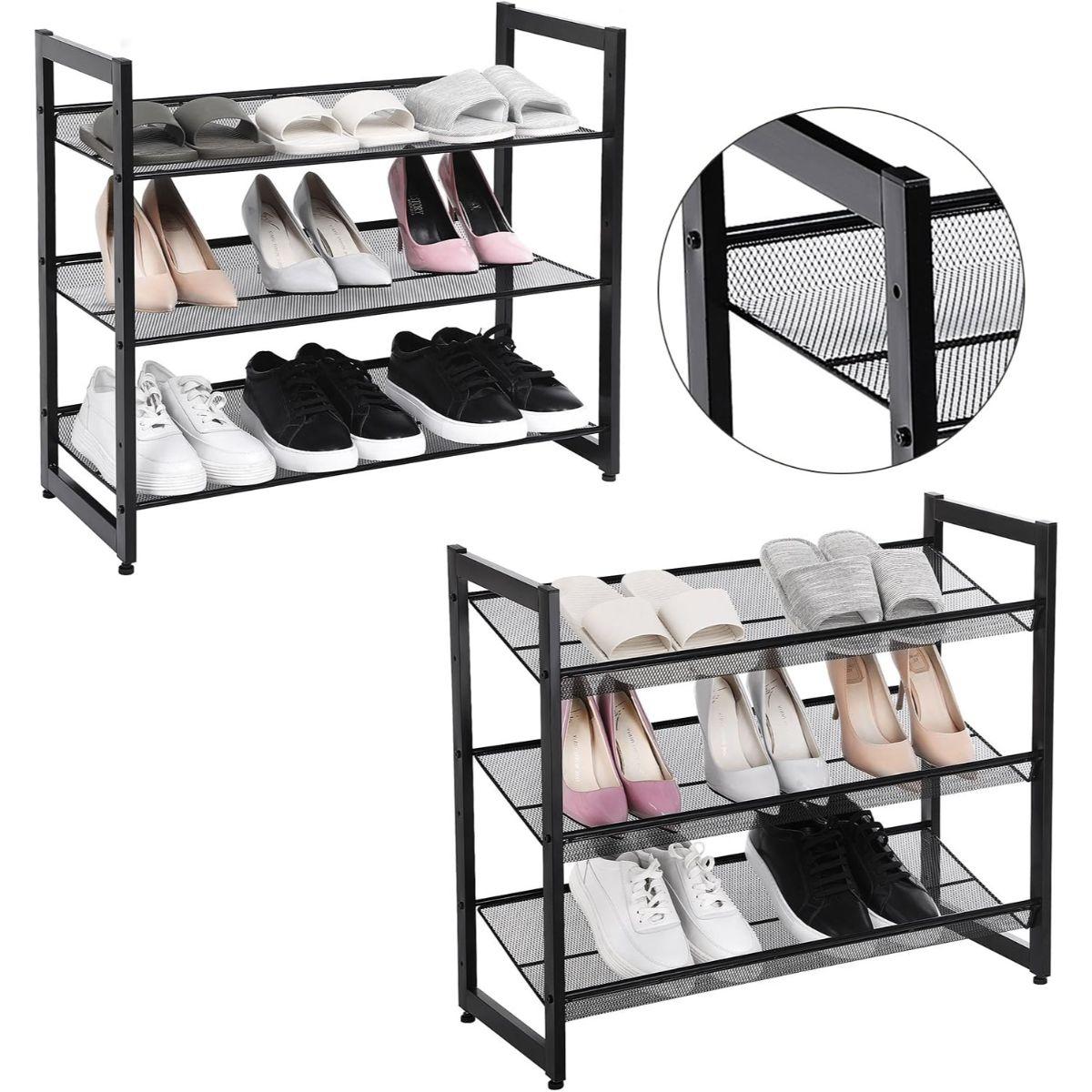 Zapatero Negro Metalico Organizador Skive-3