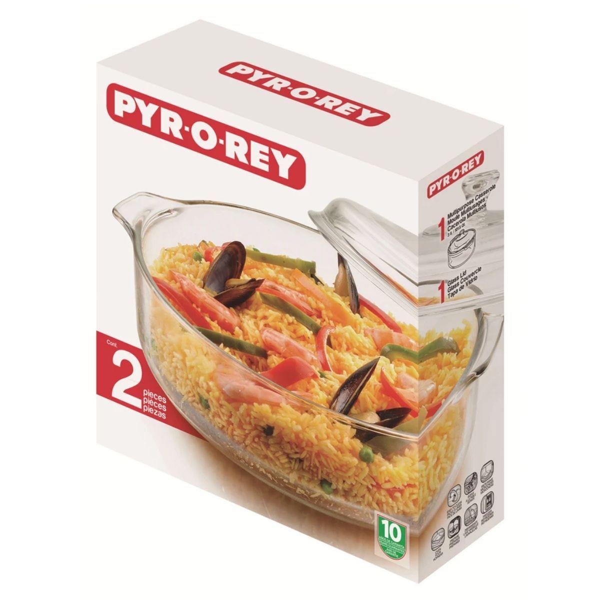 Fuente de Vidrio Para Horno tipo Cacerola 3lts con Tapa-2