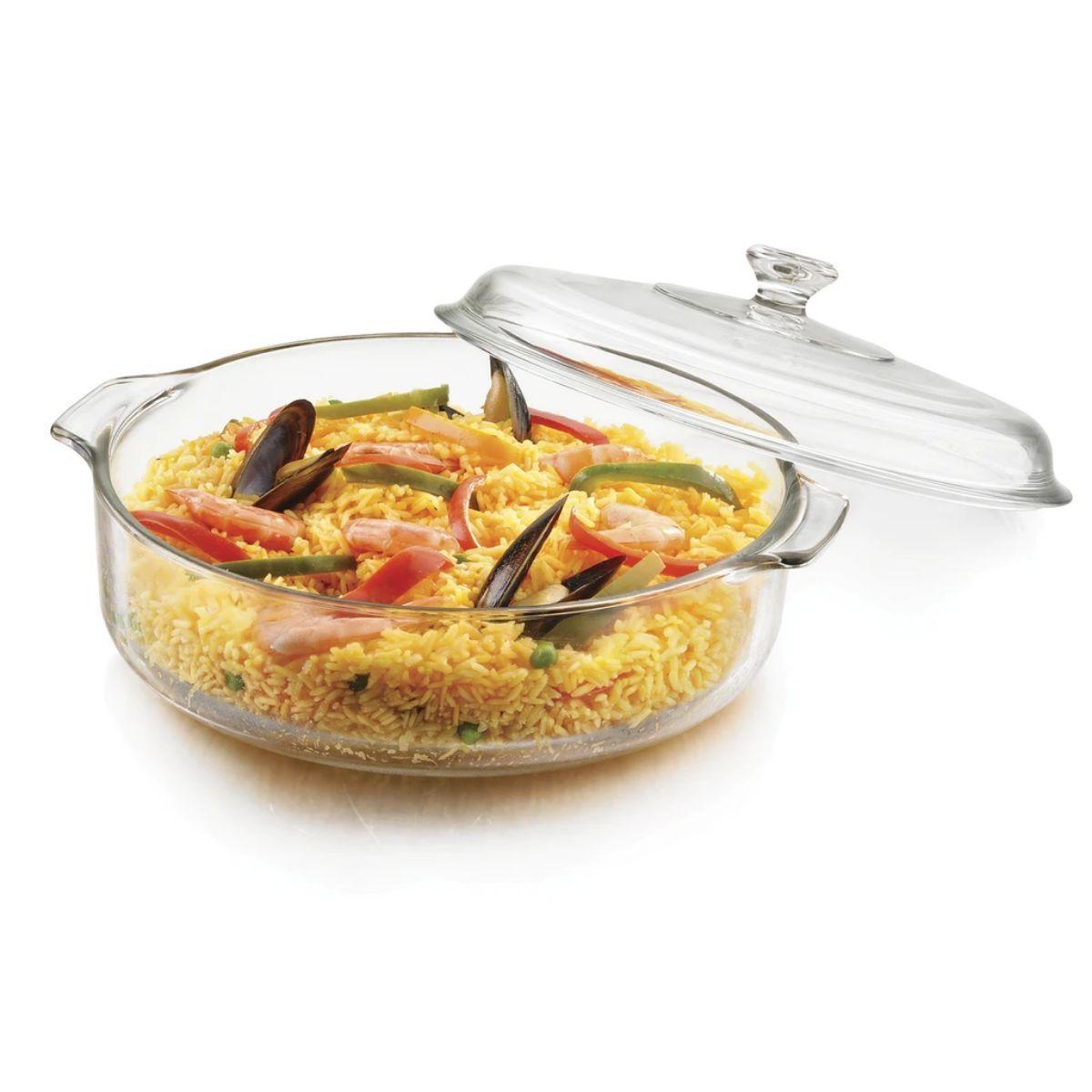 Fuente de Vidrio Para Horno tipo Cacerola 3lts con Tapa-4