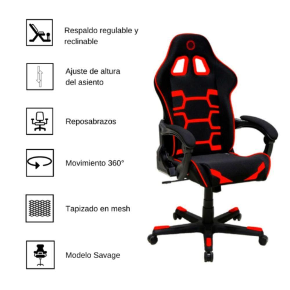 Silla Gamer Nibio Savage Reclinable Roja-4
