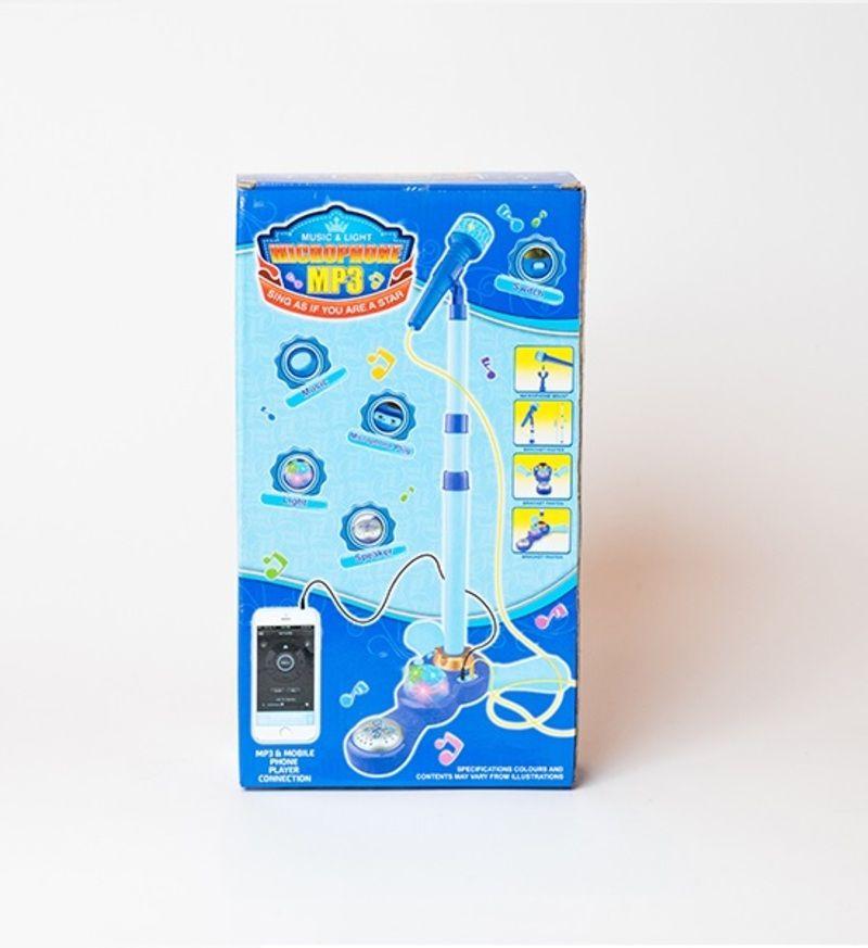 Micrófono Karaoke Infantil con MP3 Luces y Pedestal Azul-1