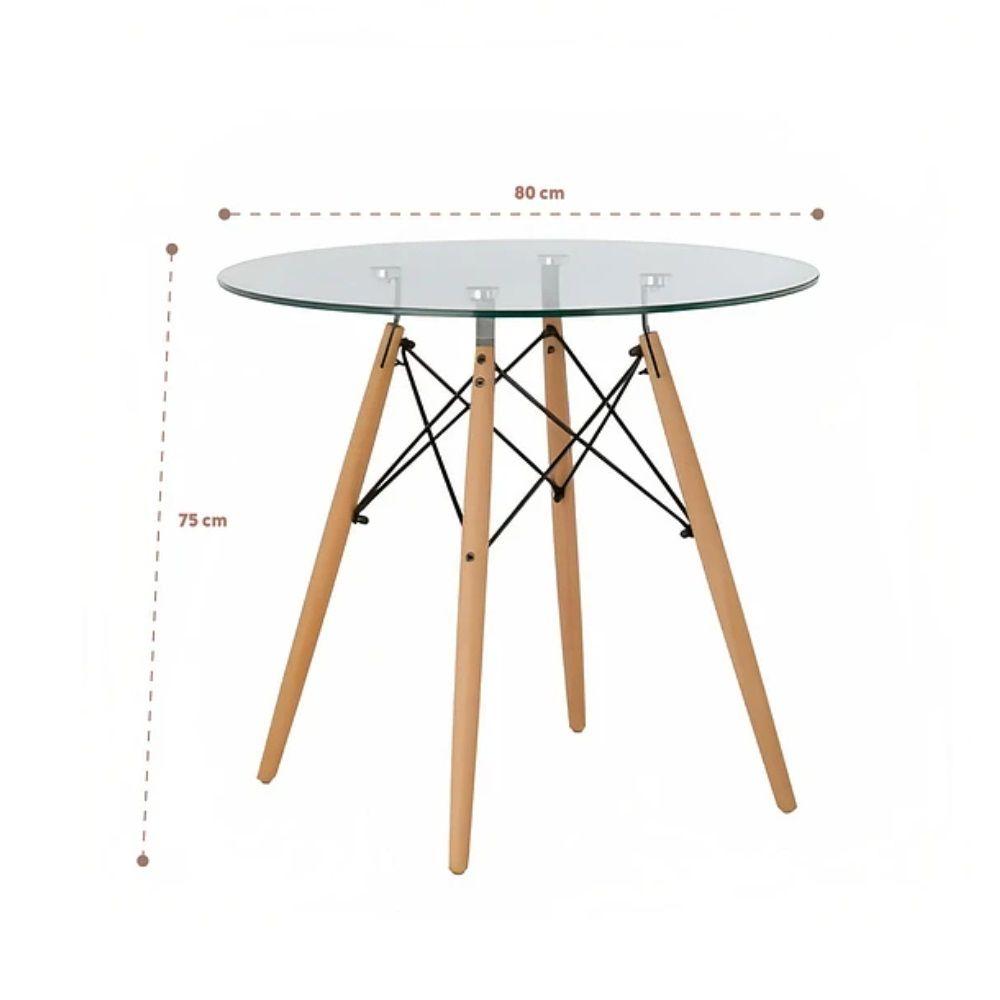 Mesa Eames 80cm Redonda de Vidrio-2