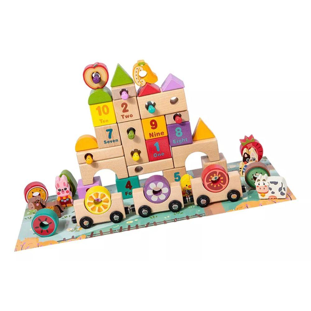 Bloques Construcción Tren Madera Magnético Juguete Didáctico-1