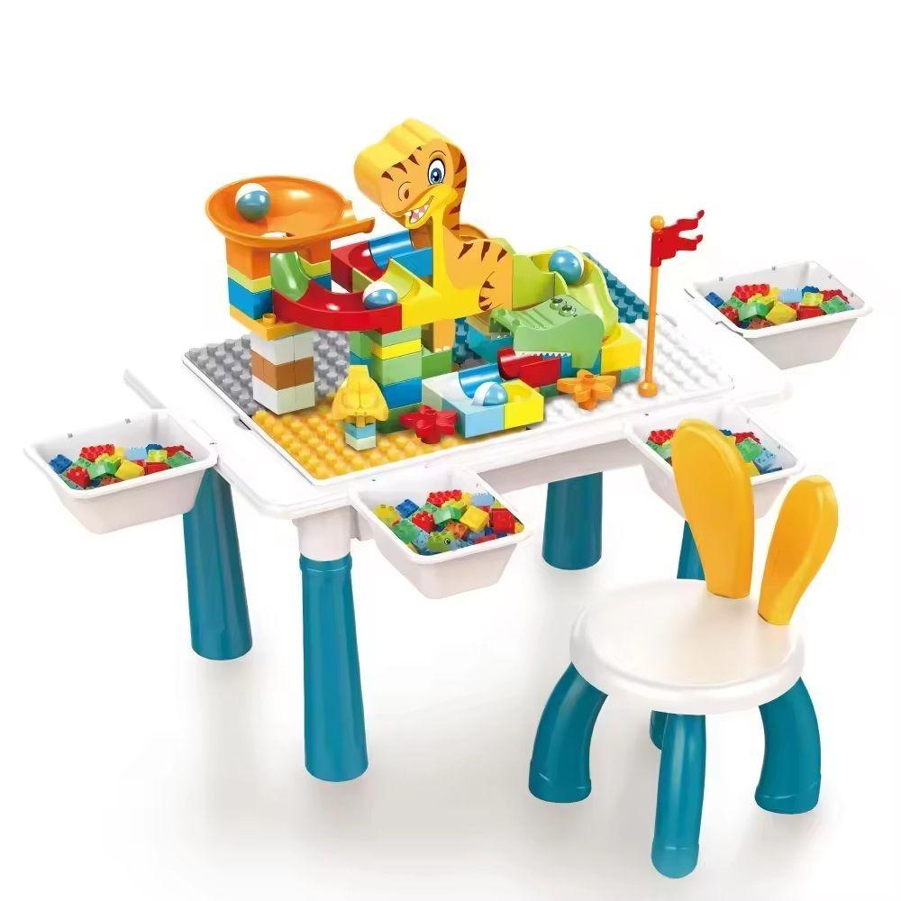 Mesa de Bloques con Toboganes, Incluye Silla y 104 Bloques-0
