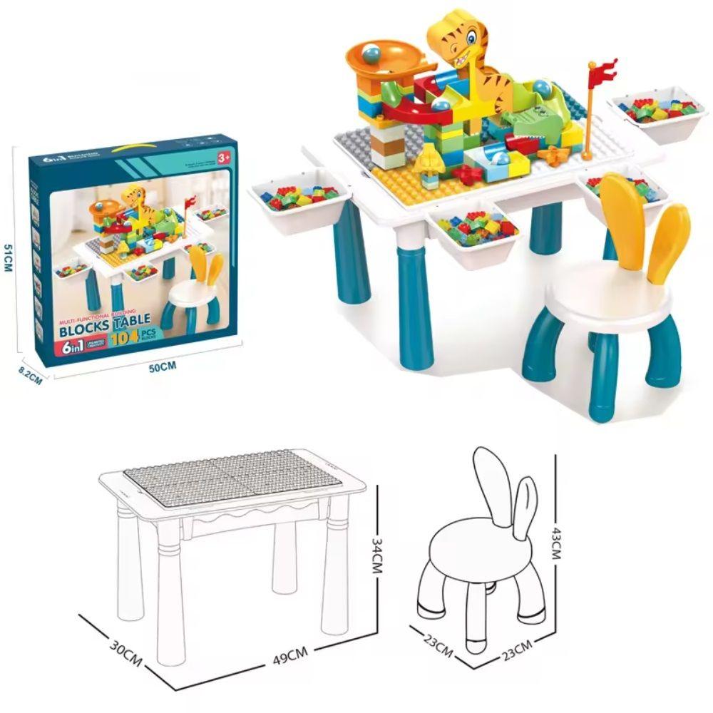 Mesa de Bloques con Toboganes, Incluye Silla y 104 Bloques-3