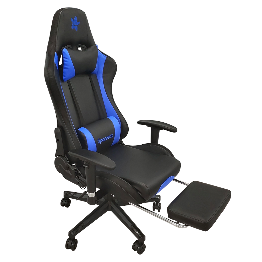 Silla Gamer Pro RGB Reclinable 180 ReposaPies Azul Spacezat-6