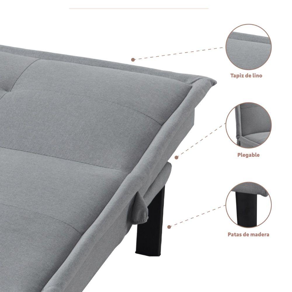 Futón Sofa Cama 2 Cuerpos Boden Lino Gris-2