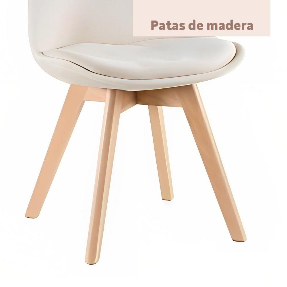 Silla Tulip Acolchada Terciopelo Velvet Beige-4