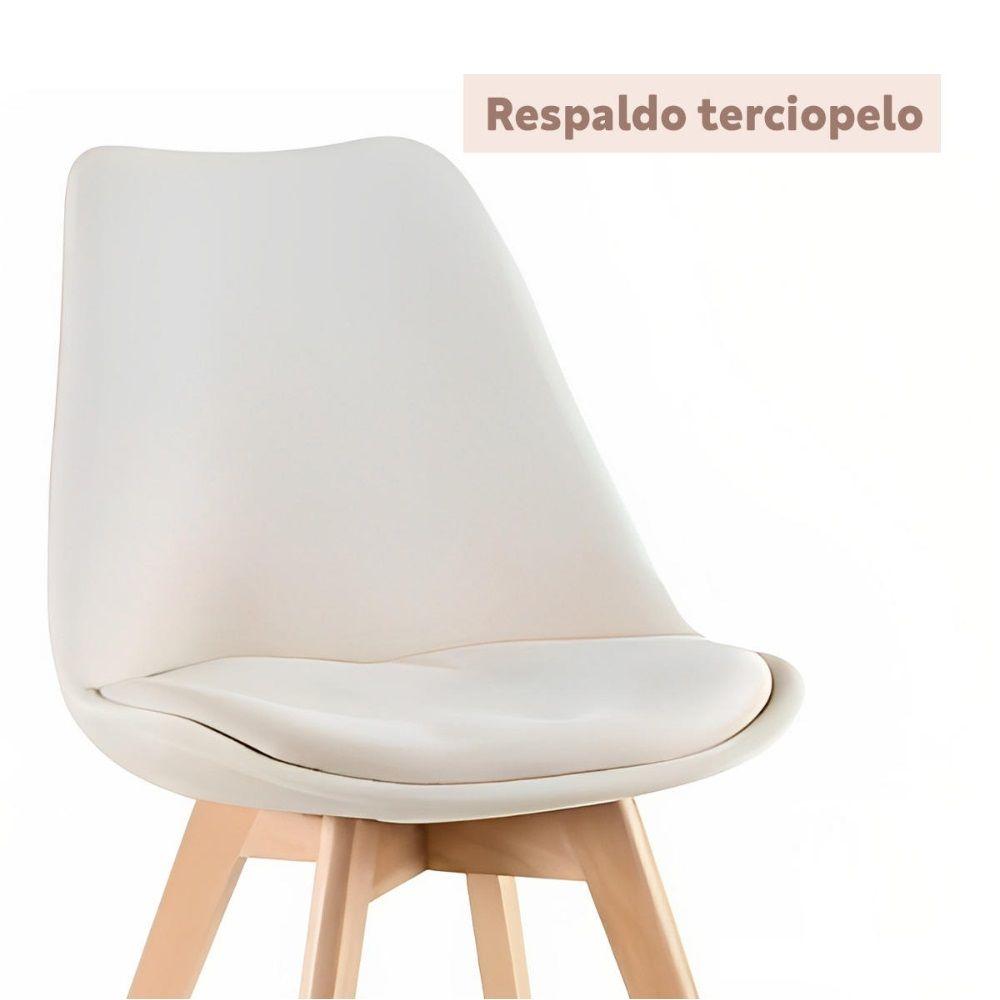 Silla Tulip Acolchada Terciopelo Velvet Beige-5