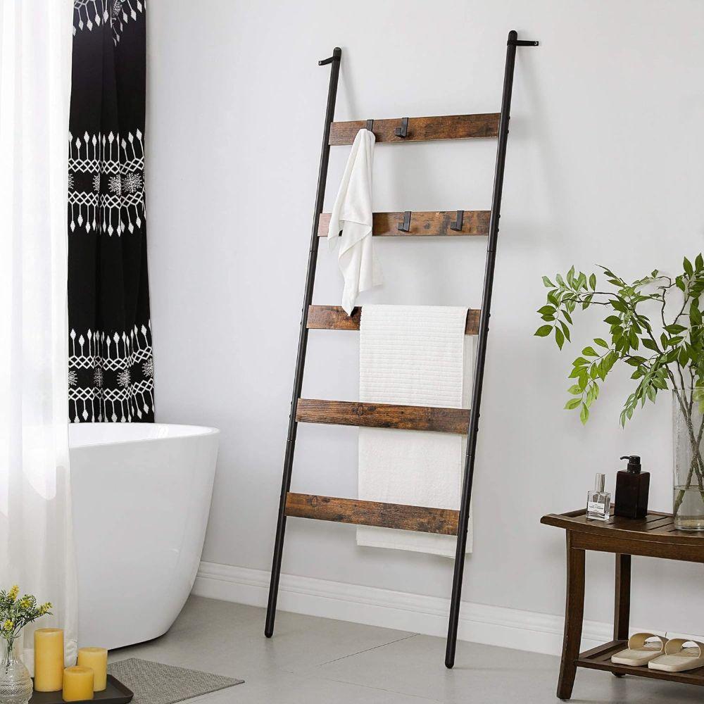 Perchero Escalera 5 Niveles Madera y Fierro Negro Meldal-3