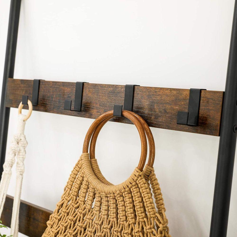 Perchero Escalera 5 Niveles Madera y Fierro Negro Meldal-5