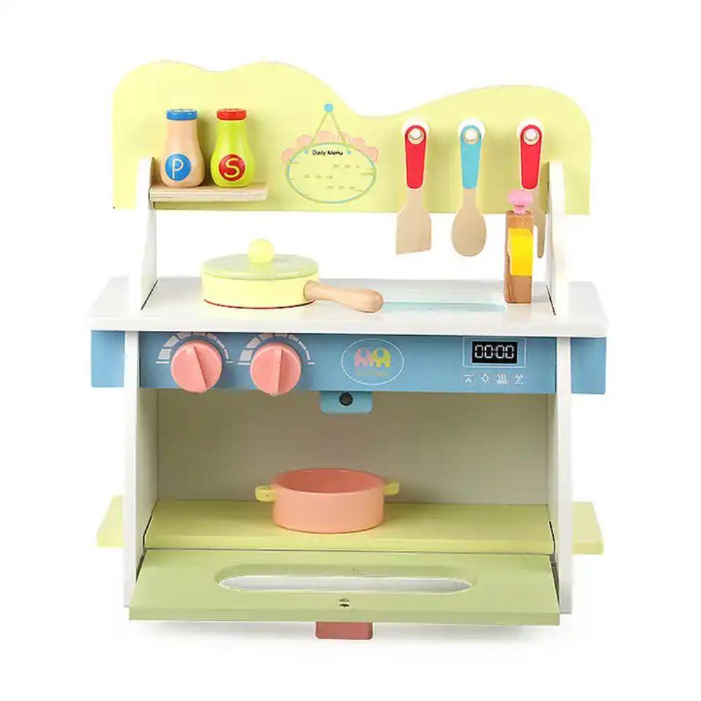 Mini Cocina de Madera con Accesorios Verde-1