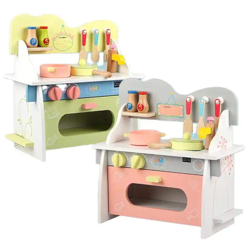 Mini Cocina de Madera con Accesorios Verde-3