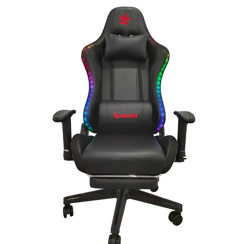 Silla Gamer Pro RGB Reclinable 180 ReposaPies Negra Spacezat-0