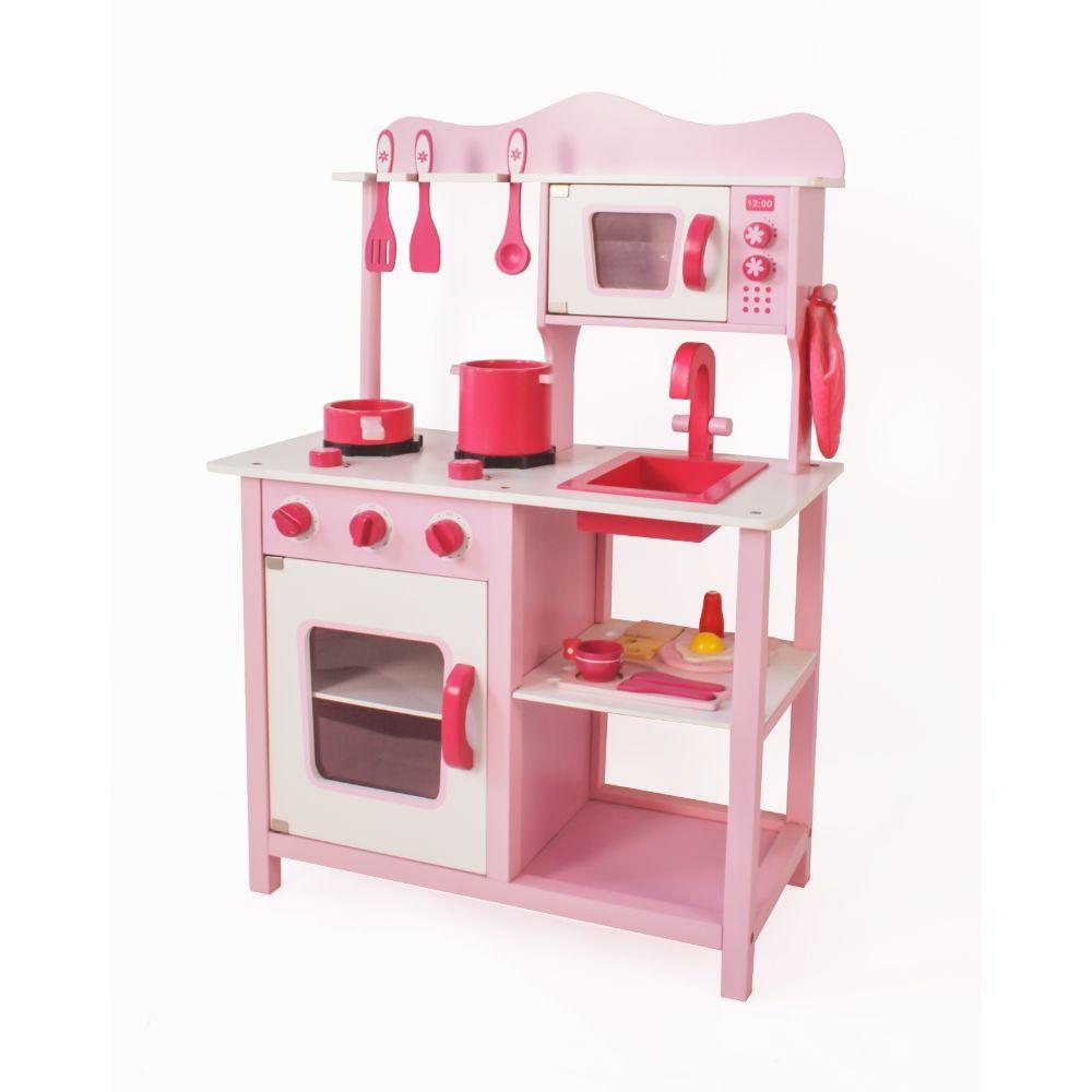 Cocina de Juguete Madera Didáctica Rosada Spacezat-0