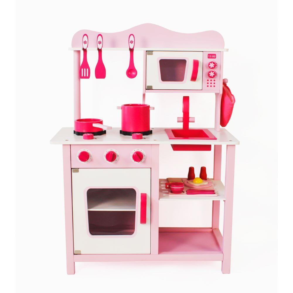 Cocina de Juguete Madera Didáctica Rosada Spacezat-1