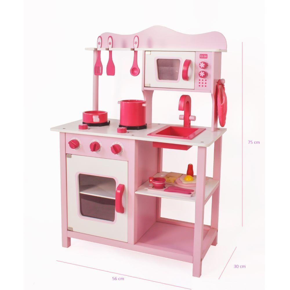 Cocina de Juguete Madera Didáctica Rosada Spacezat-3
