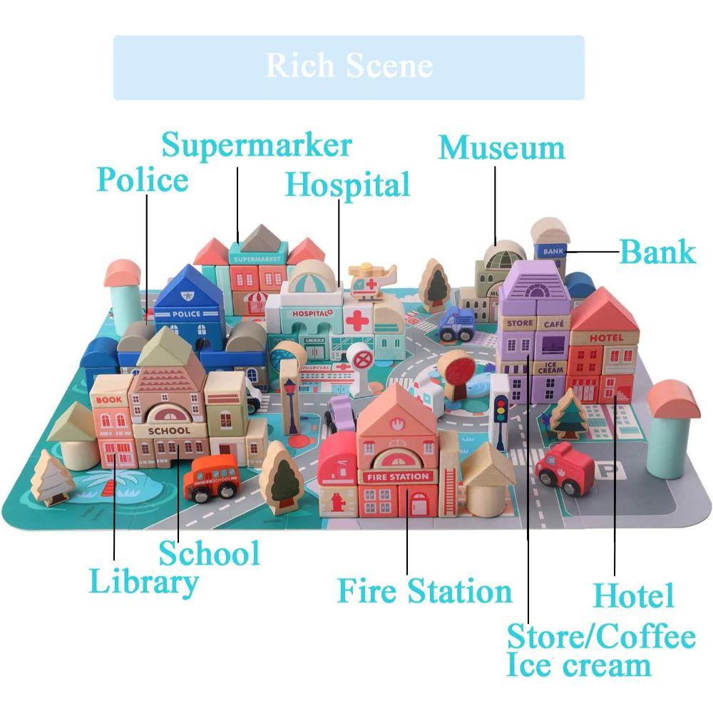 Kit de 115 Bloques de Construcción Madera Juguete Didáctico-2