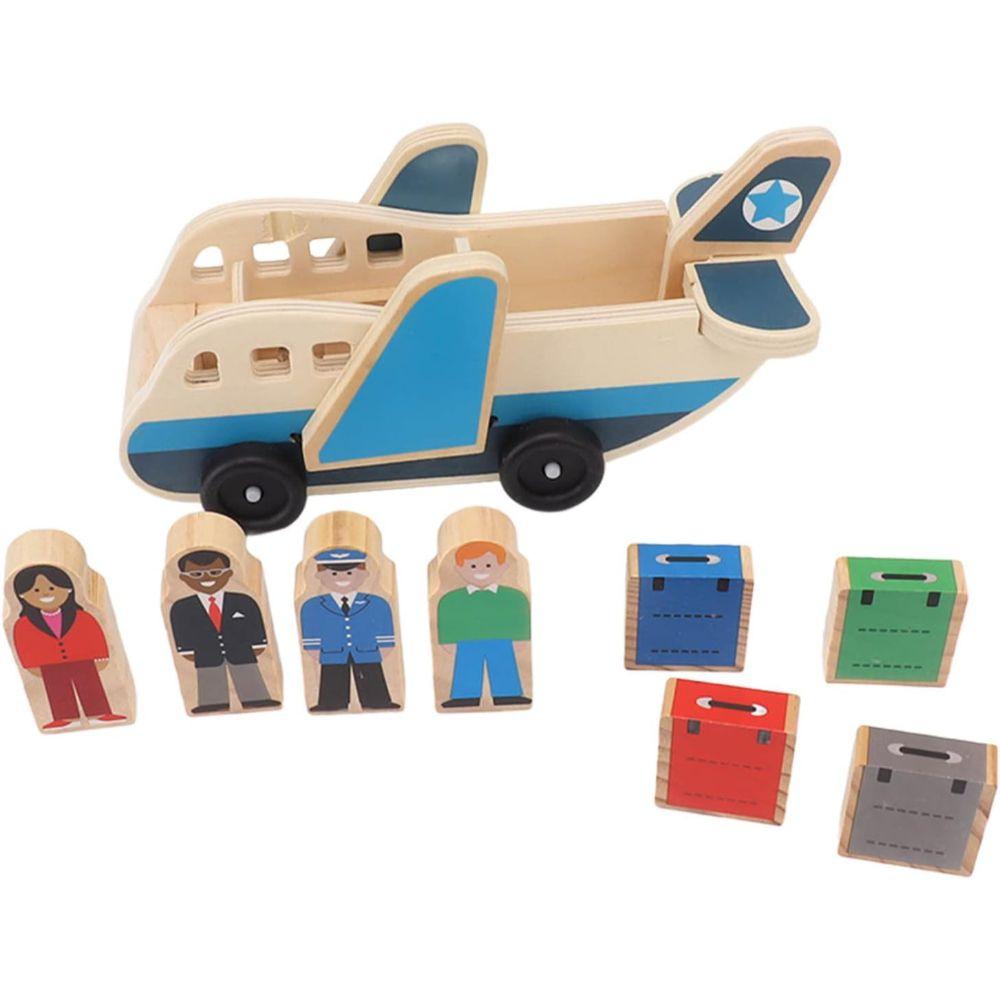 Juguete Avion de Madera Didáctico con Pasajeros y Equipaje-5