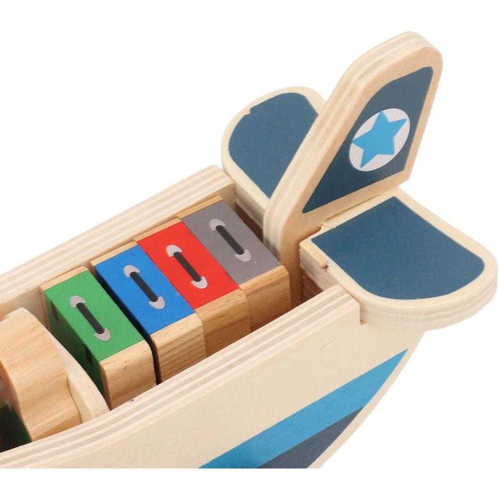 Juguete Avion de Madera Didáctico con Pasajeros y Equipaje-6