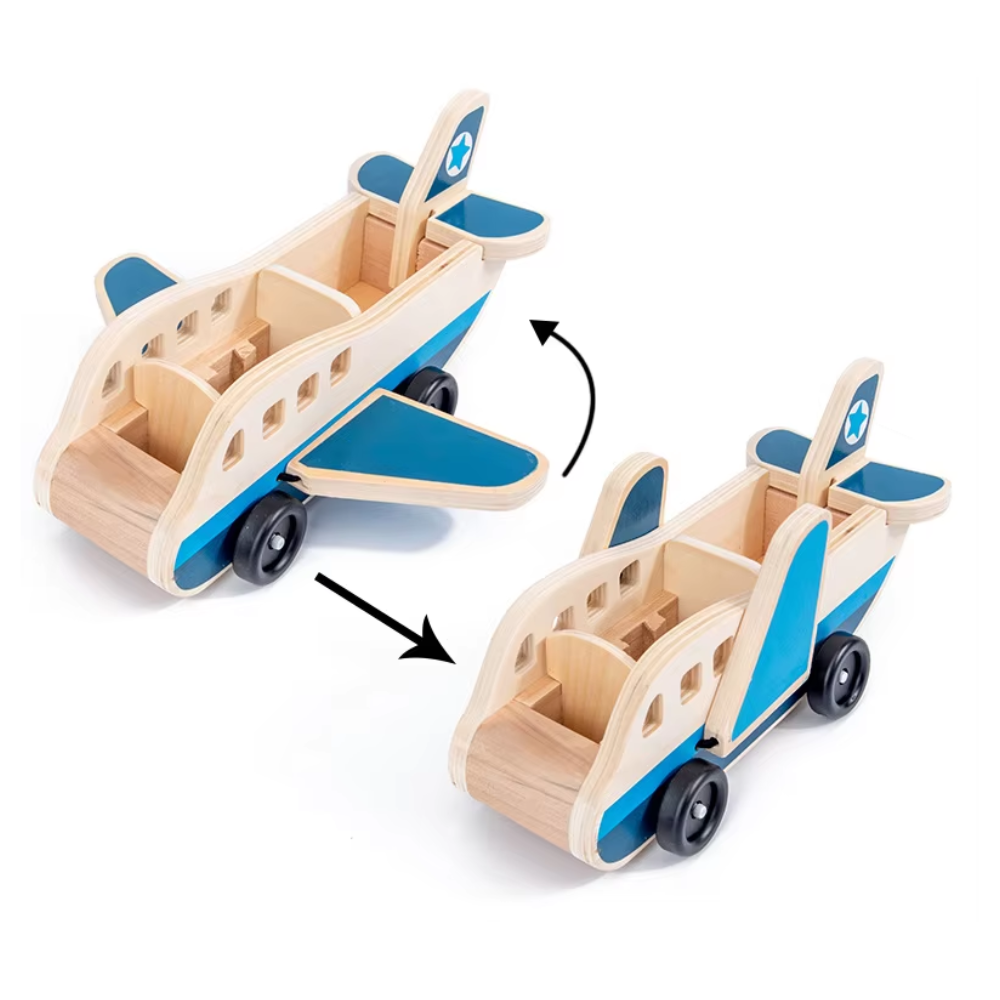 Juguete Avion de Madera Didáctico con Pasajeros y Equipaje-3