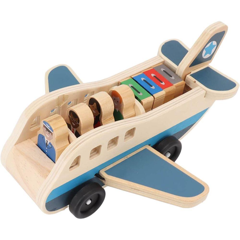 Juguete Avion de Madera Didáctico con Pasajeros y Equipaje-8