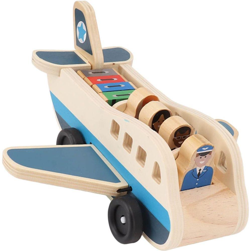 Juguete Avion de Madera Didáctico con Pasajeros y Equipaje-9
