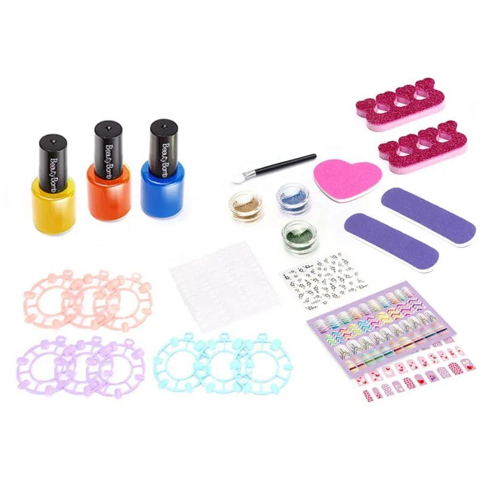 Set de Belleza Infantil Nail Art con Esmaltes y Accesorios-0