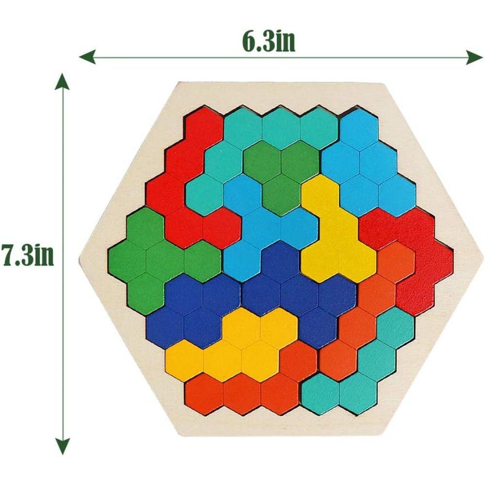 Puzle de Madera con Forma Hexagonal Juguete Didáctico-1