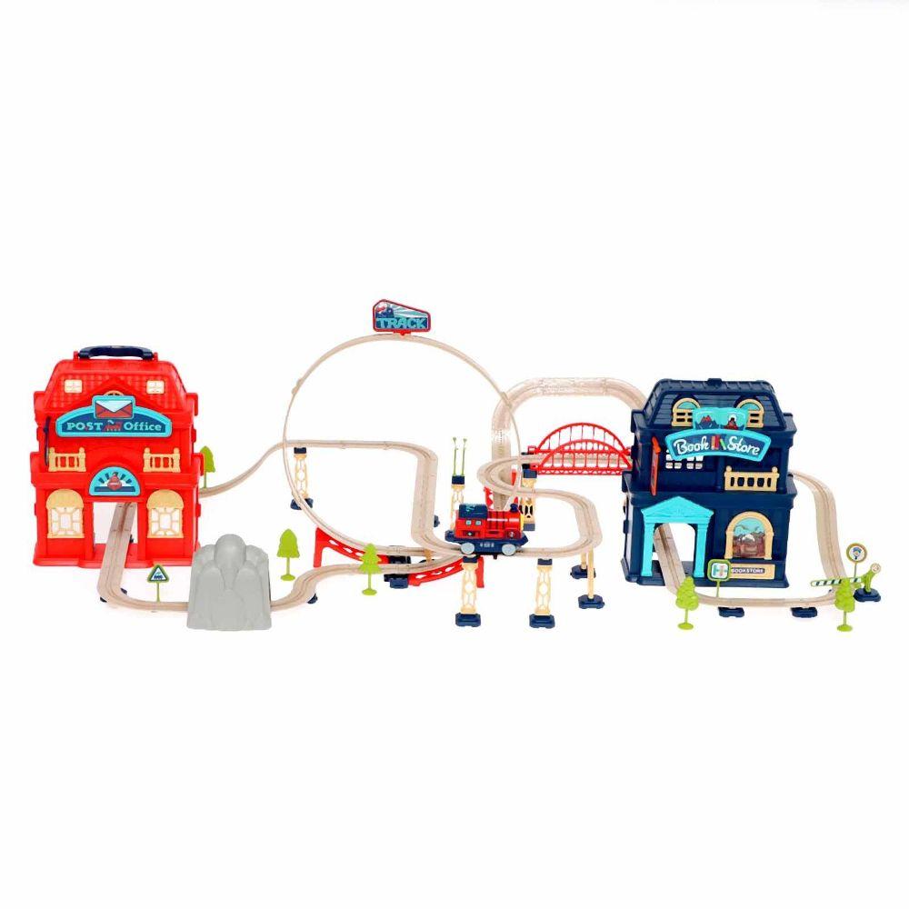 Maletin con Pista de Auto de Trenes Armable 83 piezas-0