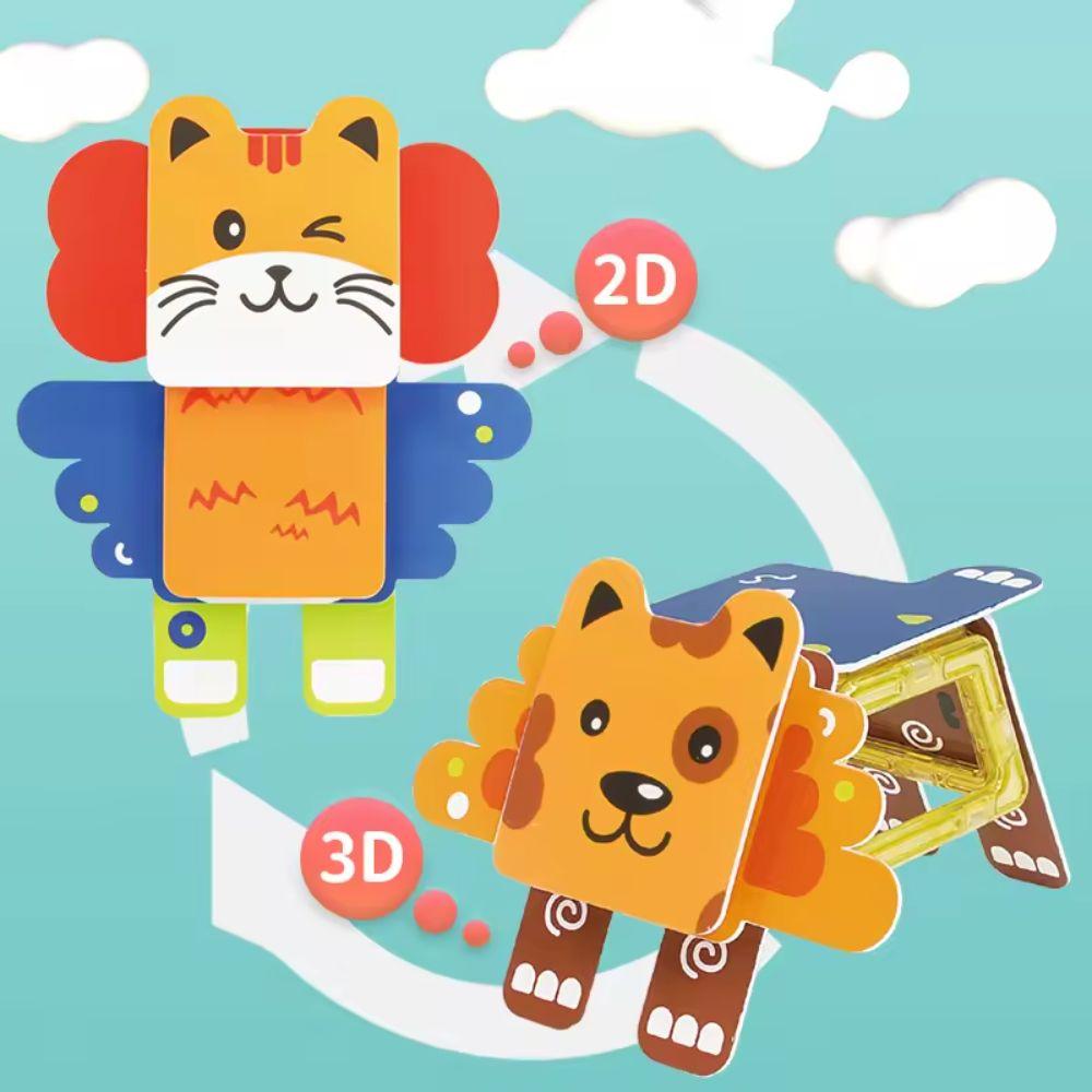 Bloques 3D Magneticos Figuras Animalitos Construcción 35 Pcs-3