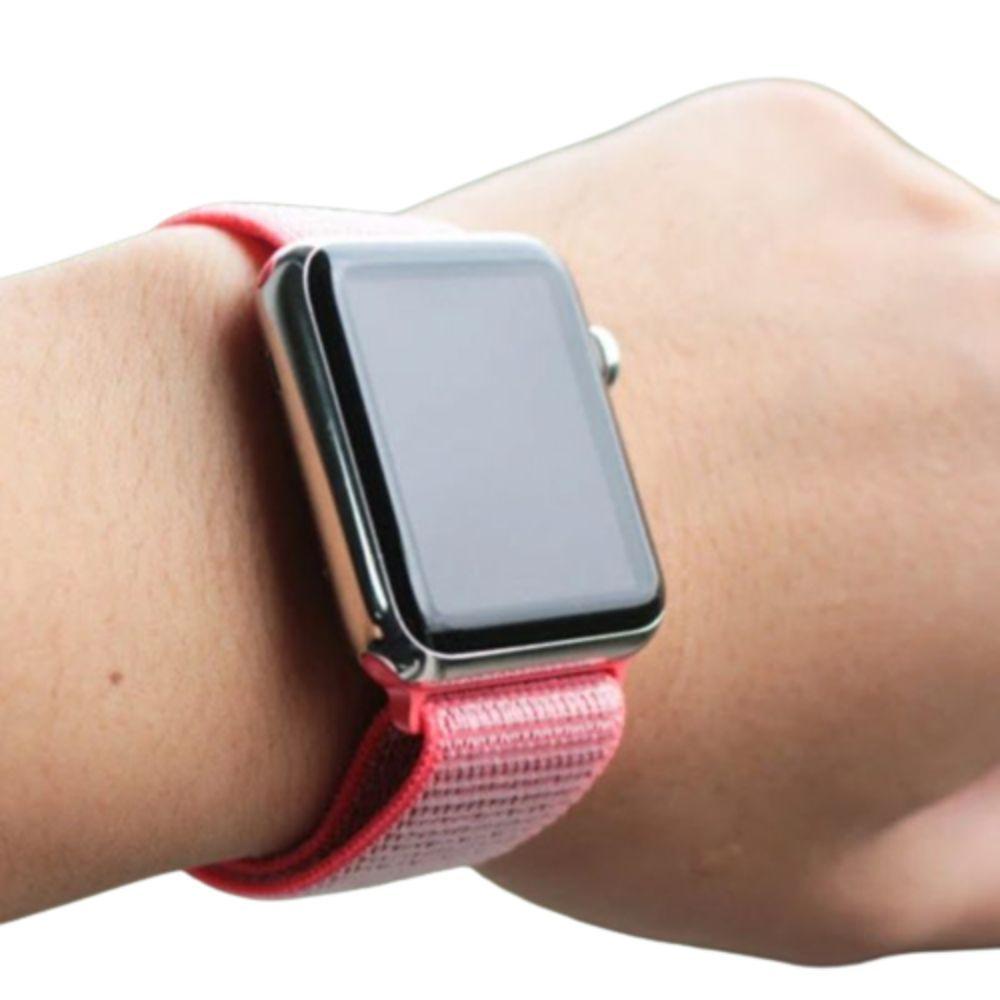 Correa Compatible c/ Apple Watch Nylon Velcro 38/40mm Rosa-3