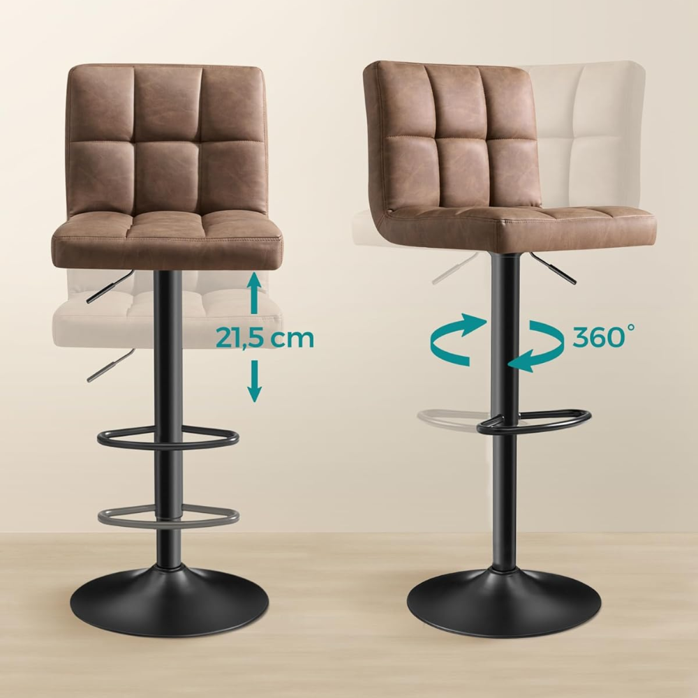 Set 2 Taburetes Eco Cuero Café Skien-4