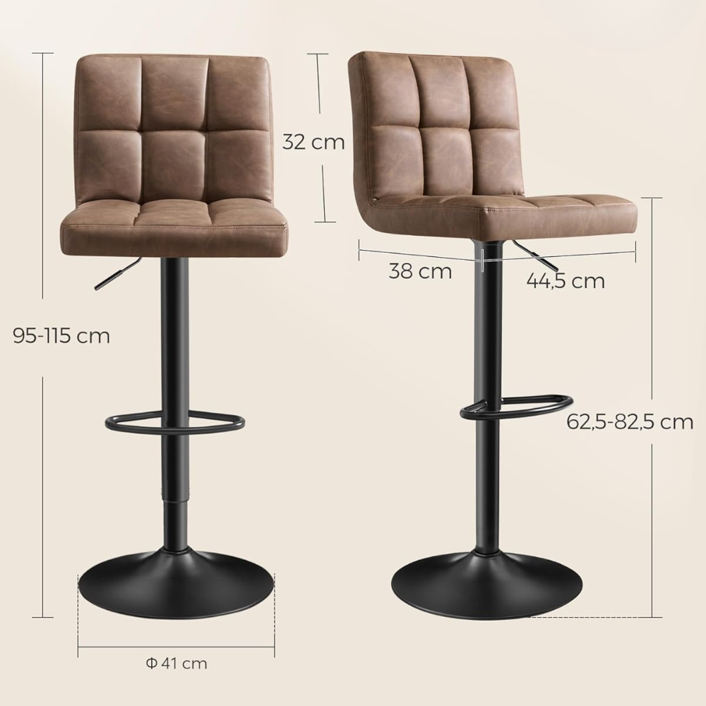Set 2 Taburetes Eco Cuero Café Skien-5