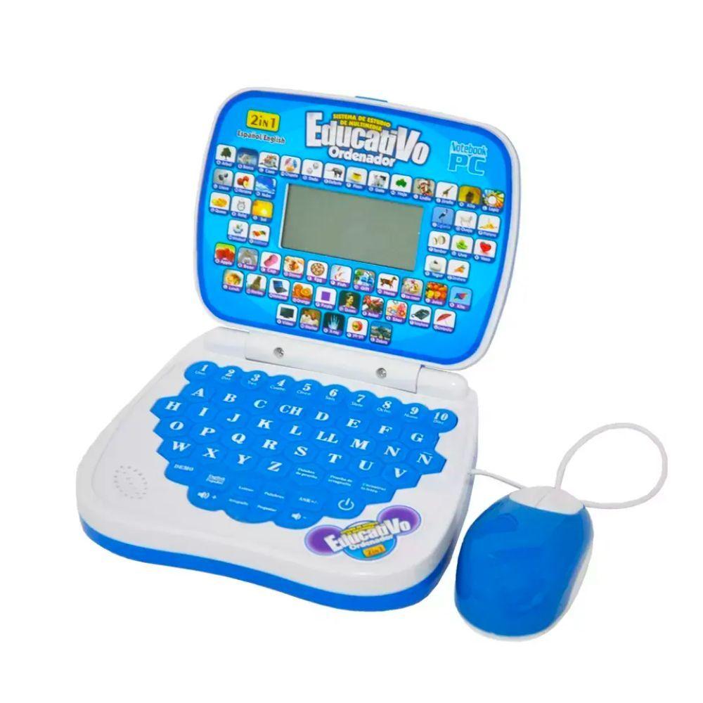 Computador + Mouse Juguete Educativo Inglés Español Azul-1
