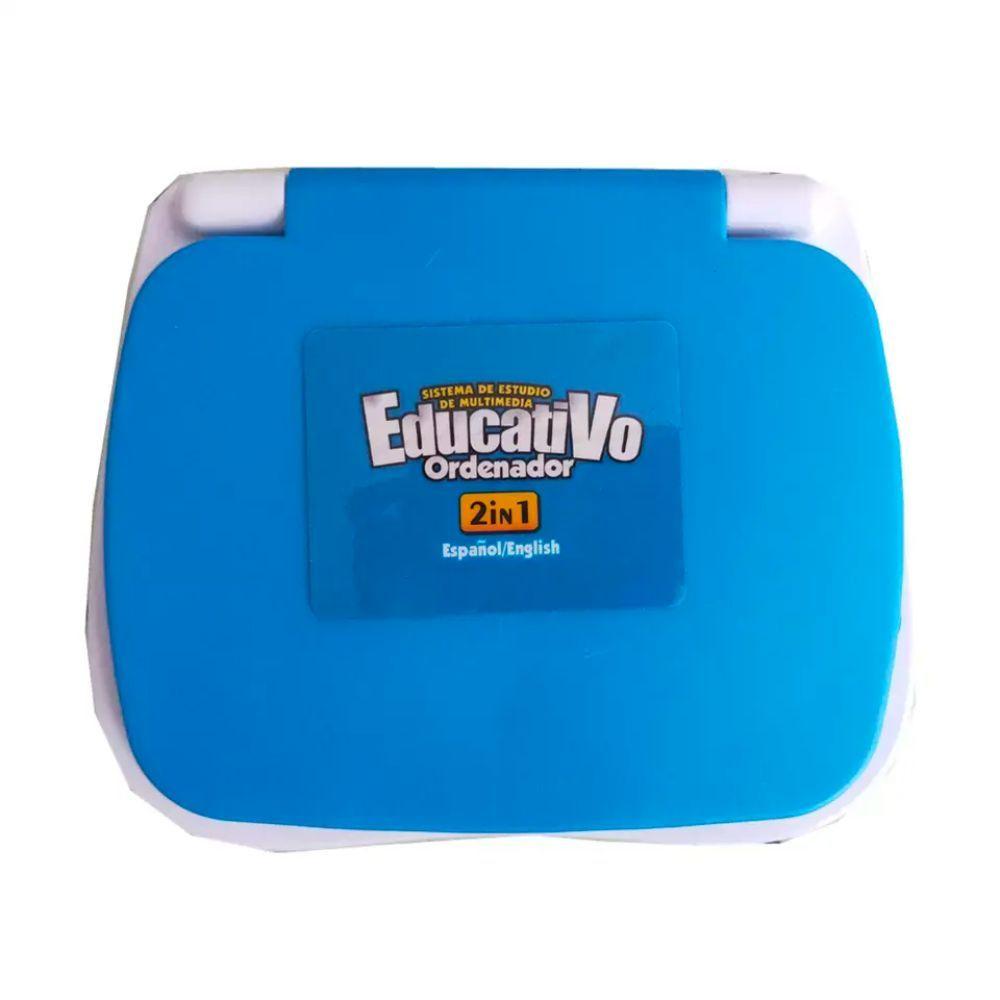 Computador + Mouse Juguete Educativo Inglés Español Azul-2
