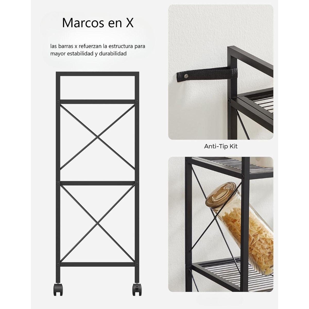 Estantería Metálica con Ruedas Organizador Cocina Holma-3