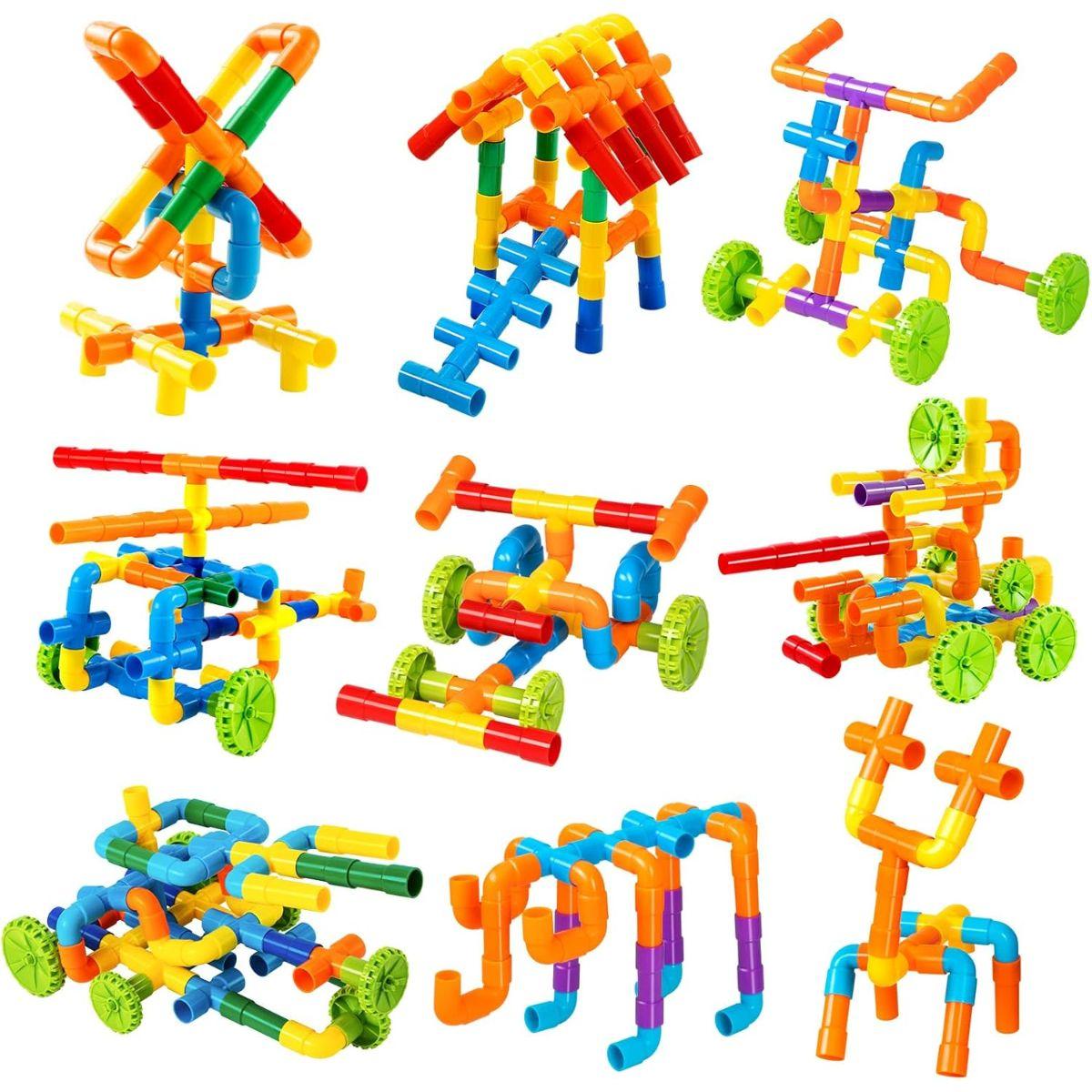 Maleta Tubos Conectores Juguete Didáctico Encaje 94 piezas-2