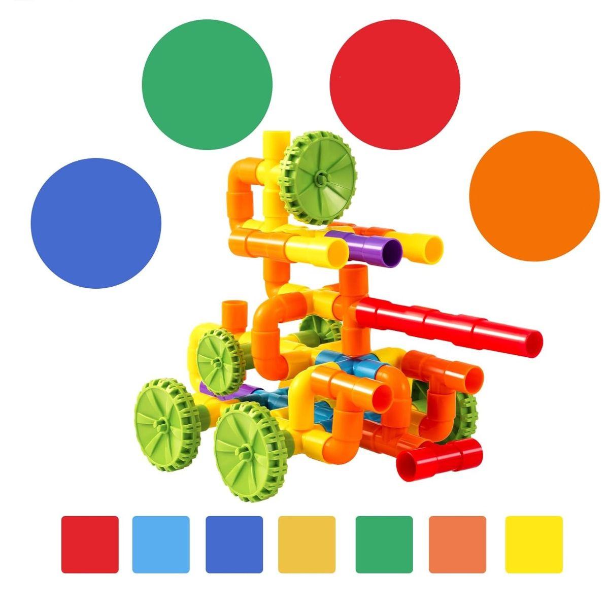 Maleta Tubos Conectores Juguete Didáctico Encaje 94 piezas-3