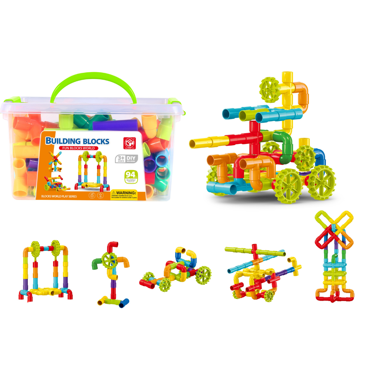 Maleta Tubos Conectores Juguete Didáctico Encaje 94 piezas-6