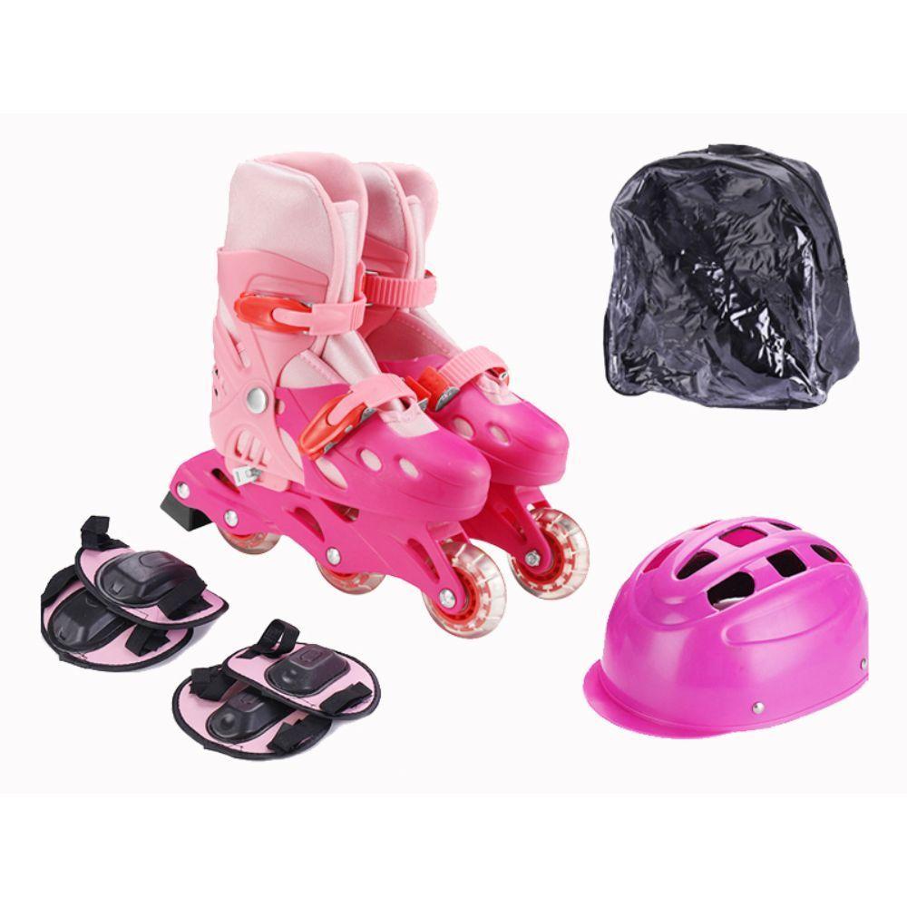 Patines Rollers Linea con Casco y Rodilleras Rosa 35-38-0
